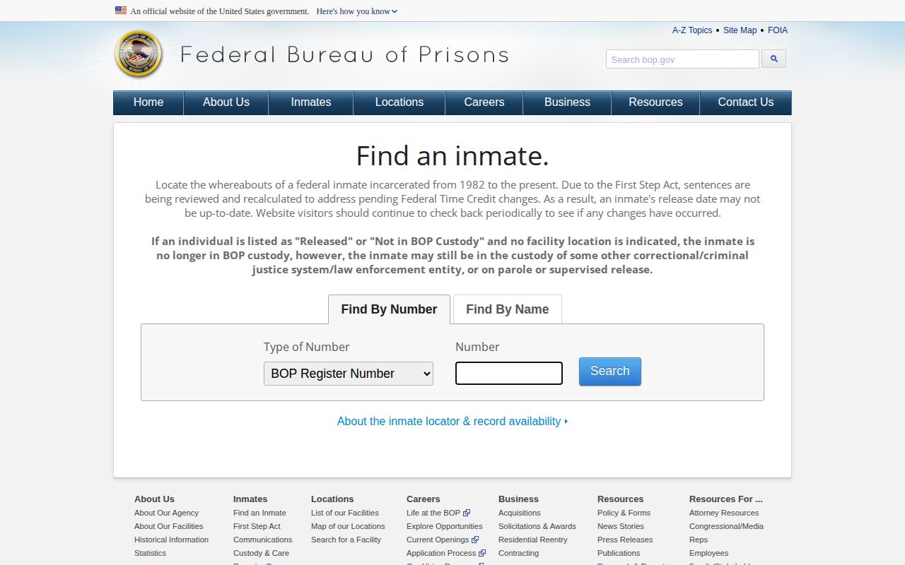 Federal Bureau of Prisons Shasta County federal release lookup