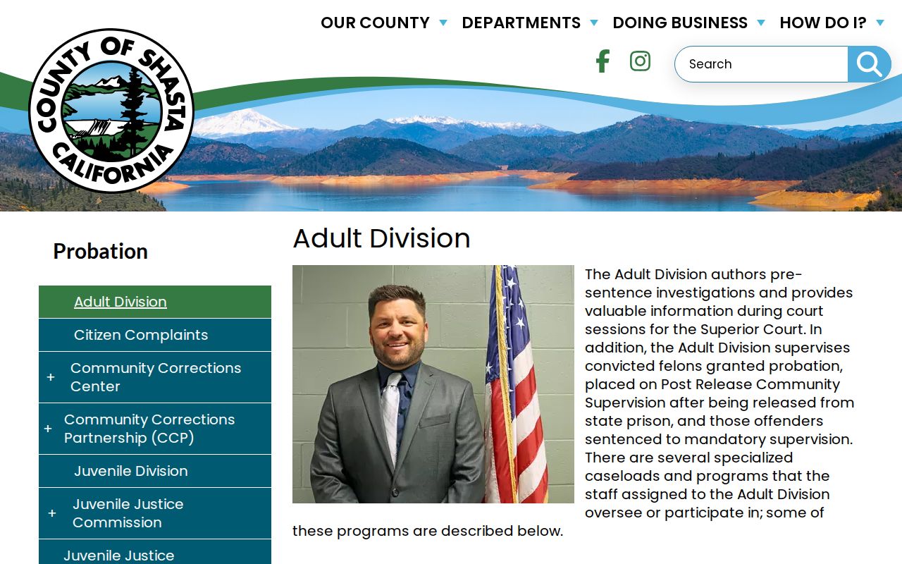 Shasta County post-release supervision Adult Division probation page